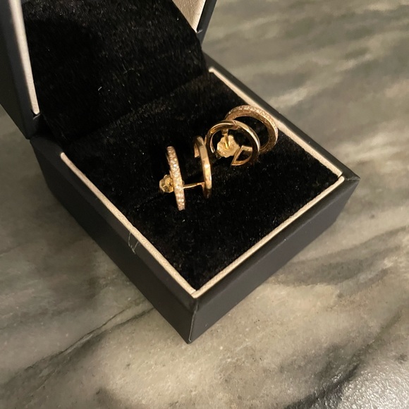 Zoe Chicco 14K PAVE DIAMOND DOUBLE HUGGIE HOOPS - Picture 3 of 5